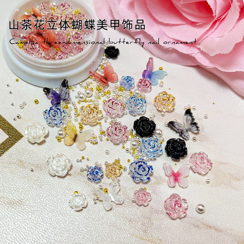 Camellia Resin Butterfly DIY Nail Decoration