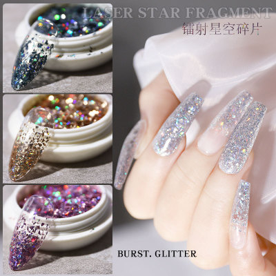Color changing flashing aurora illusion nail art new irregular laser star fragment sequins