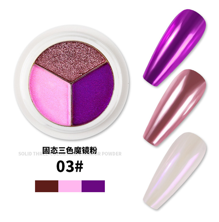 New product nail art three-color solid magic mirror powder Japanese super bright aurora powder·nail art mirror powder titanium powder
