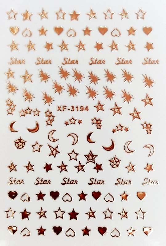XF3194 Rose Gold 3D Nail Art Sticker