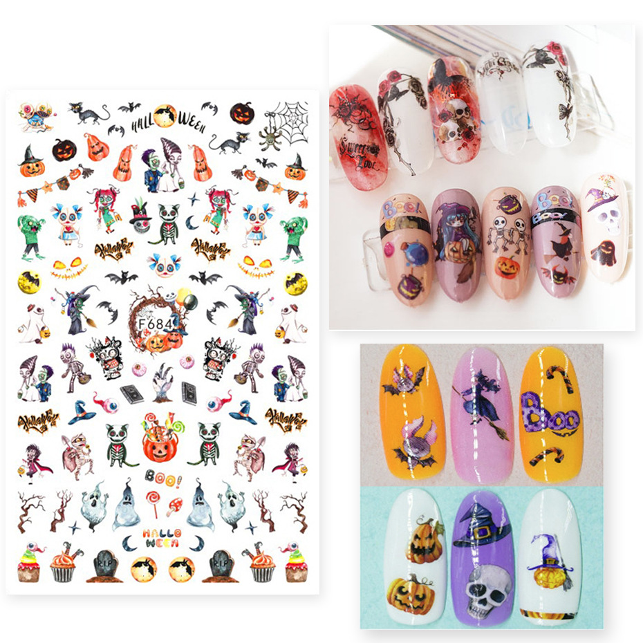 F682-F691 Halloween And Christmas 3D Nail Sticker 
