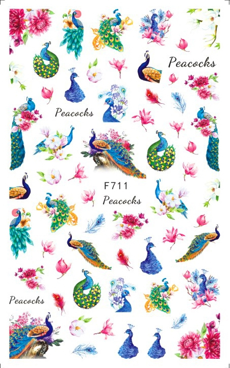 F711 Peacock Peafowl Self-adhesive Nail Sticker Dec 2020 New