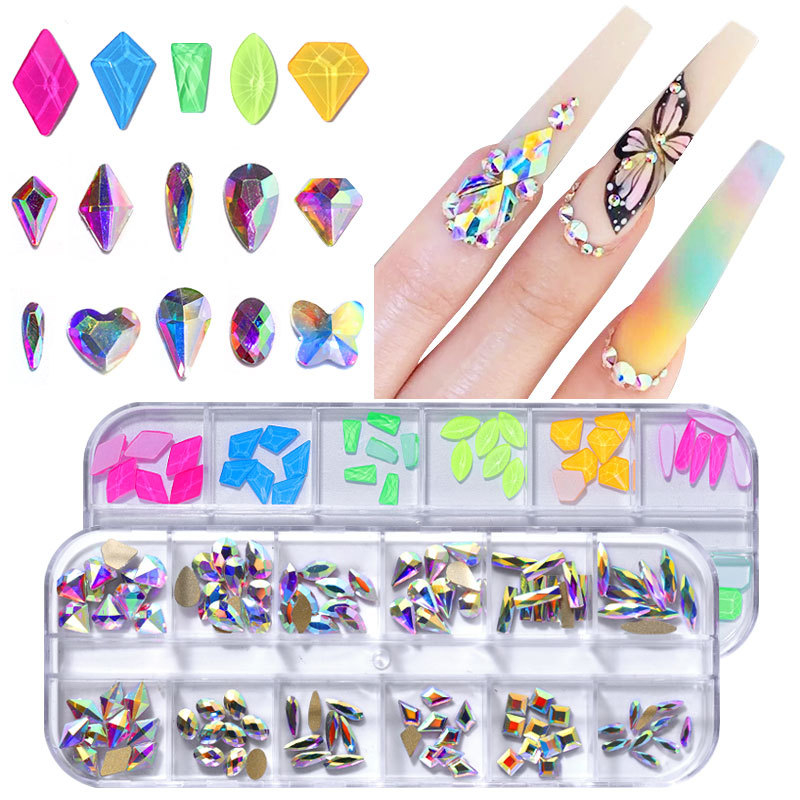 Different Designs Flat Bottom Symphony Glass AB Nail Rhinestone