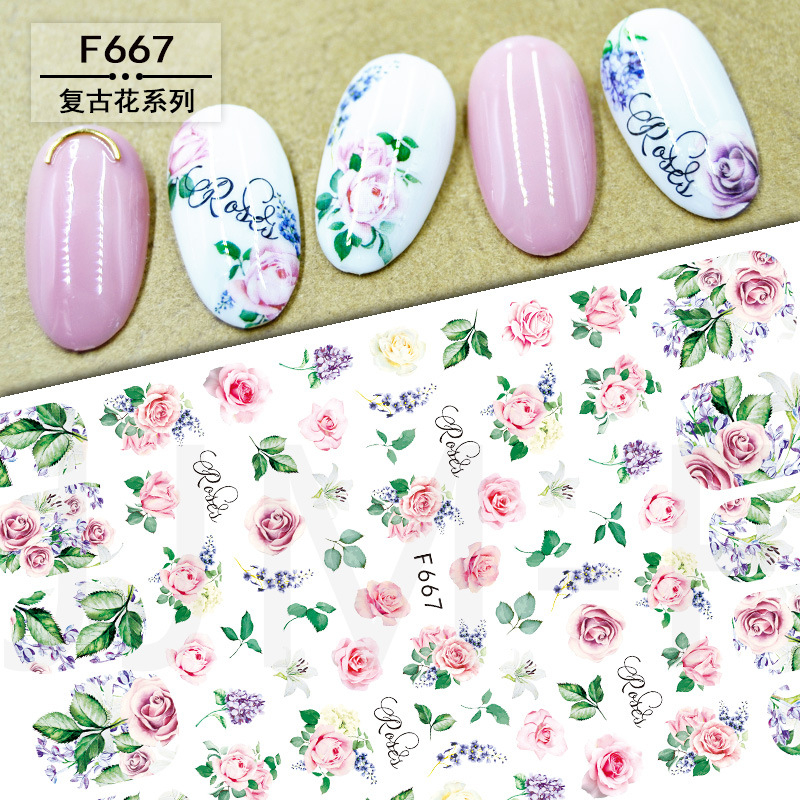 F667 Rose Flower Gardon Self-adhesive Nail Art Sticker