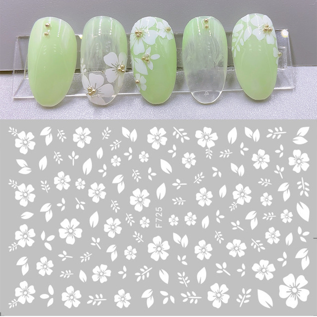 F724-F727 2021New White Gold Color Self-adhesive Nail Sticker