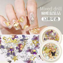 Frosted Butterfly with Nail Rhinestone Nail Decoration