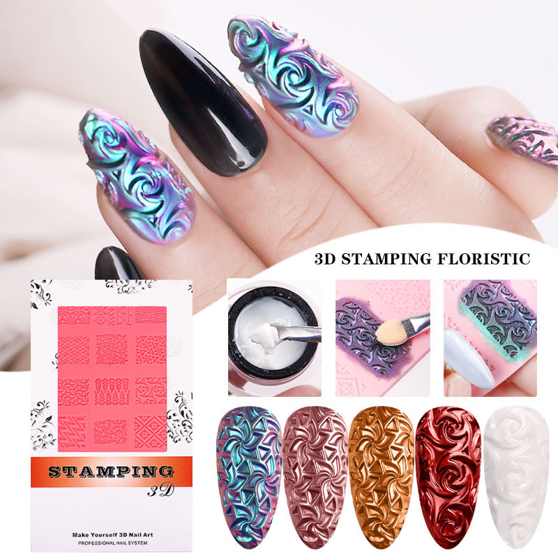 3D Relief Decorating Manicure Tool Nail Art Stamp Silicone Nail Mold