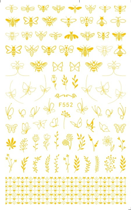 F552 4 Colors Gold Silver Black White 3D Self Adhesive Nail Art Sticker