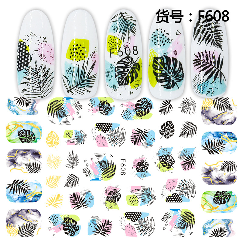 F608 The Autumn Fall season 3D Self Adhesive Nail Art Sticker 