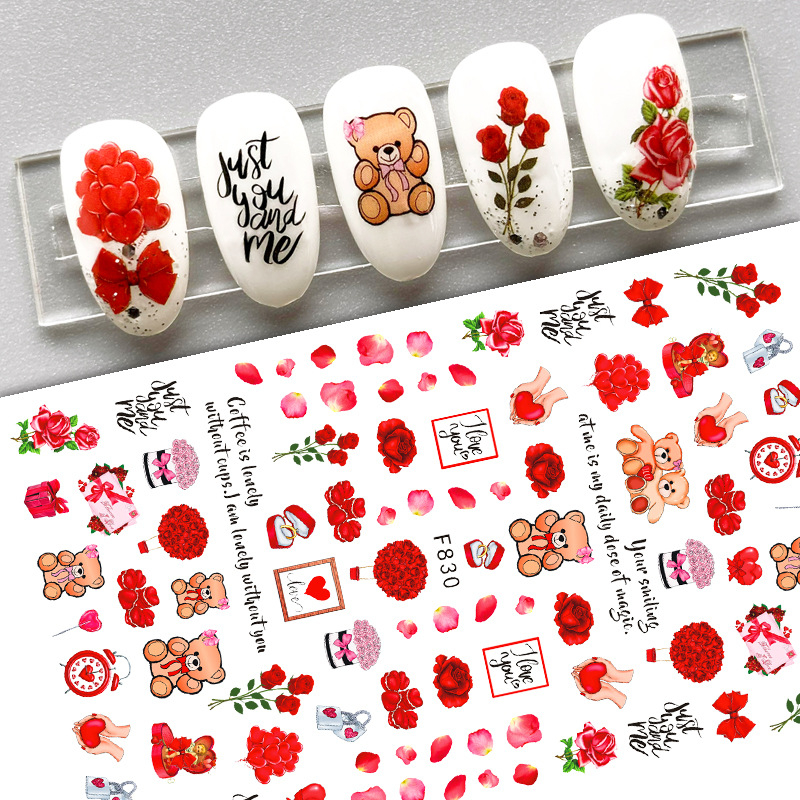F830 DIY Design 3D Self Adhesive Love Valentine's Day Nail Art Sticker