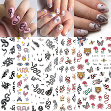 WG600-607 Skeleton Snake Pattern Nail Sticker