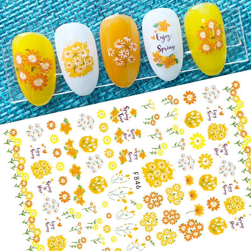 F846 DIY Design 3D Self Adhesive Spring Flowers Nail Art Sticker