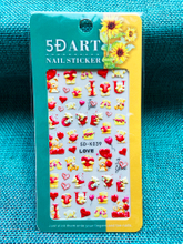 5D Embossed Bear Love Heart Nail Sticker