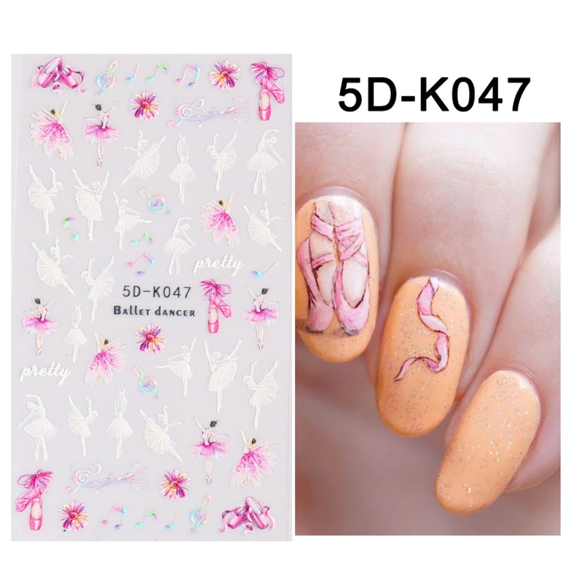 5D Embossed Dancing Nail Sticker