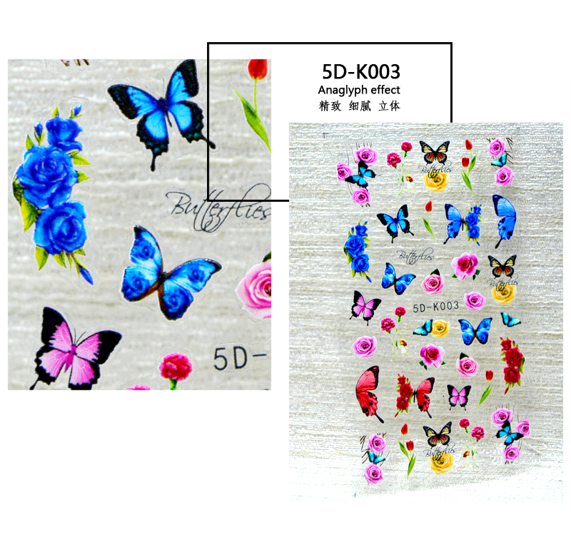 5D Embossed Butterfly Flowder Nail sticker