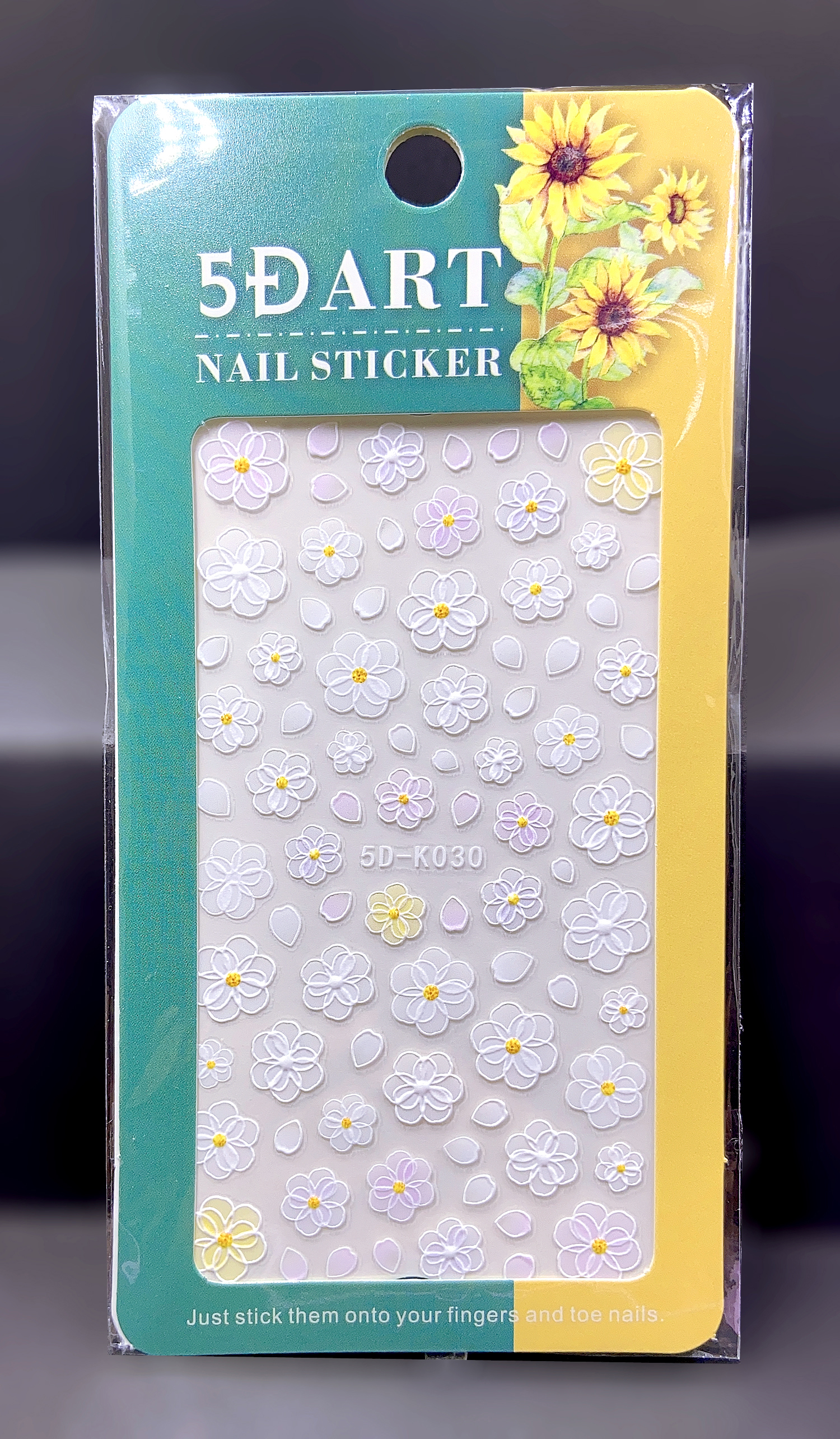 5D Embossed Spring Sumber Flower Nail sticker