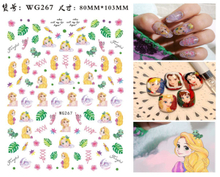 WG266-281 Ultha-thin Barbie Princess Adhesive Nail 3D Sticker Cartoon Nail Sticker