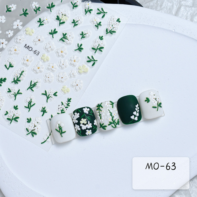 Embossed Flower Adhesive Nail Stickers