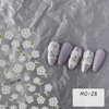 White Half Transparent Embossed Flower Nail Sticker Decoration