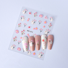 Cute Rabbit and Flower Nail Sticker