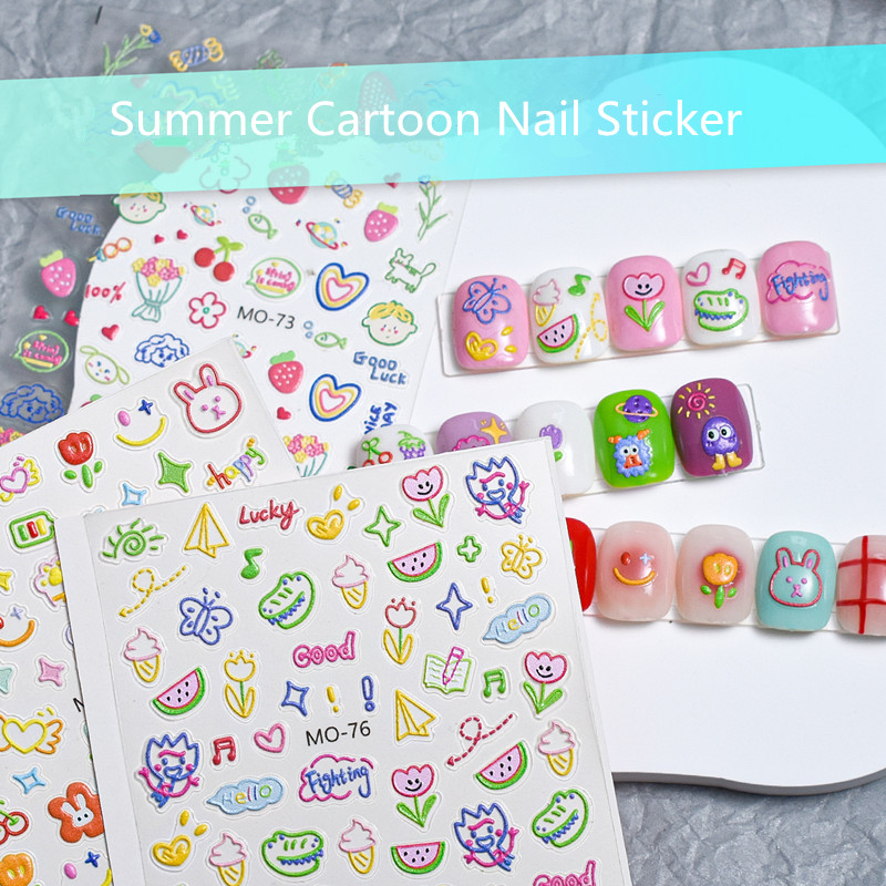 Summer Cartoon Colorful Adhesive Nail Stickers