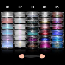 6pcs/set Pearlescent Chameleon Nail Powder Neon Mirror Magic Powder Pearl Laser Glitter Powder