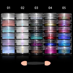 6pcs/set Pearlescent Chameleon Nail Powder Neon Mirror Magic Powder Pearl Laser Glitter Powder