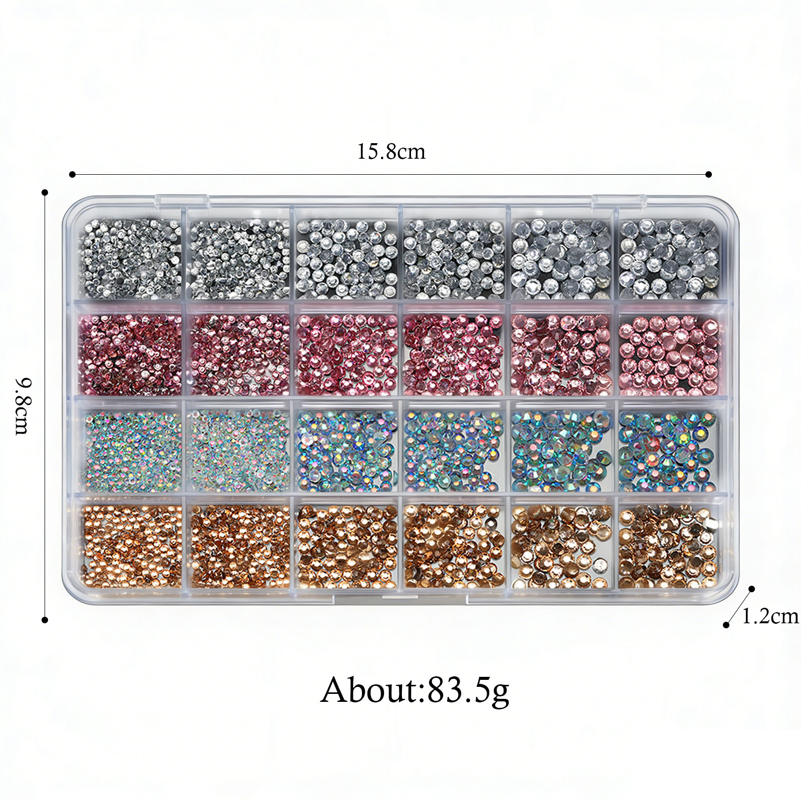 24 Grid Flatback Mixed Nail Rhinestone Nail Jewelry