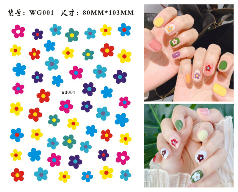 WG001-026 Summer Flower Fruit Cute Cartoon Nail Sticker