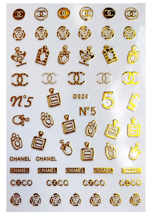 D024 CHANEL Brand Logo 3D Nail Art Sticker 6 colors available