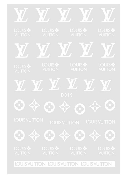 D019 LV LOUIS VUITTON 6 colors available Brand Logo 3D Nail Art Sticker - Buy D019 LV LOUIS ...