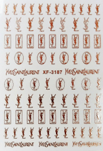XF3187 Rose Gold YSL Logo Brand Design 3D Nail Art Sticker