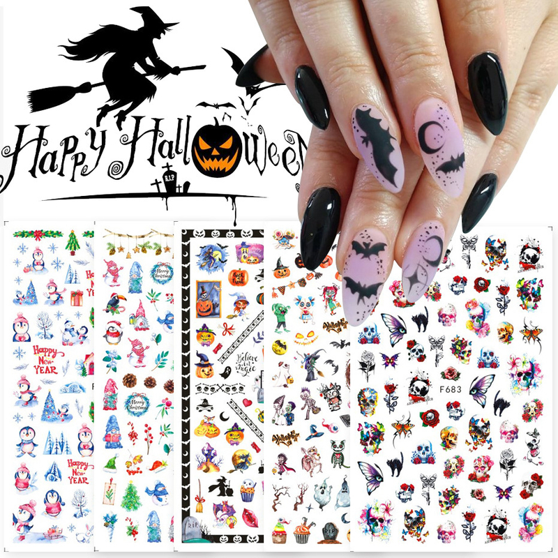 F682-F691 Halloween And Christmas 3D Nail Sticker 