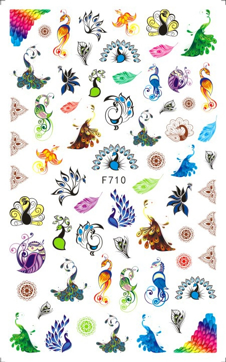 F710 Peacock Peafowl Self-adhesive Nail Sticker Dec 2020 New