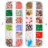 12 Grid/box Christmas Mixed Polymer Clay Nail DIY Decoration