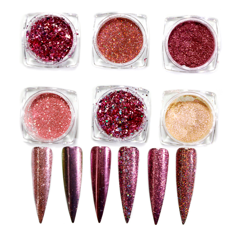 Colorful Foil Nail Glitter Powder Set