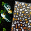 F654-F661 Gold And White Color Summer 3D Nail Sticker 