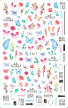 F677 Rose Flower Gardon Butterfly Self-adhesive Nail Art Sticker