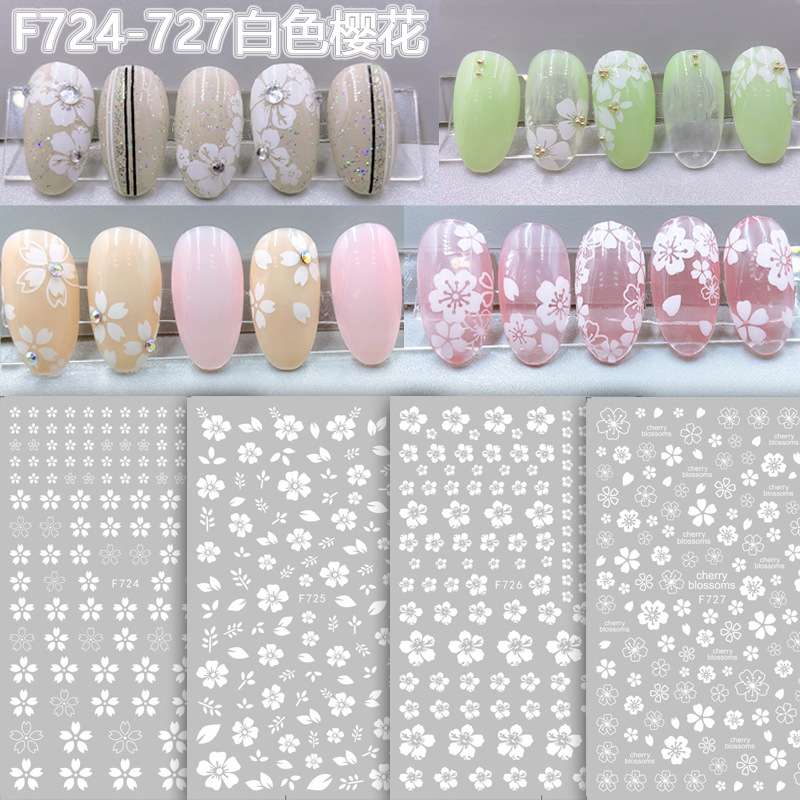 F724-F727 2021New White Gold Color Self-adhesive Nail Sticker