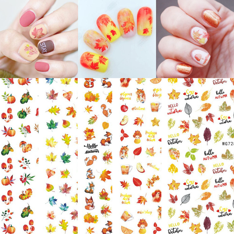 WG729-736 Autumn Thanks Giving Day Self-adhesive Nail Sticker 