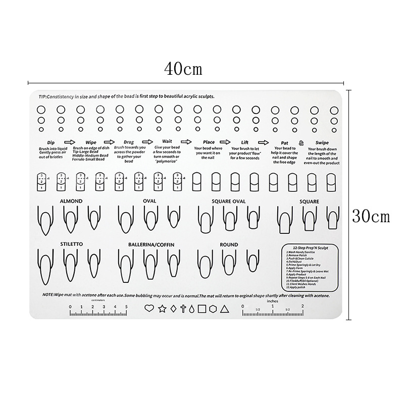 Silicone Nail Practice Pad with Size 40*30cm