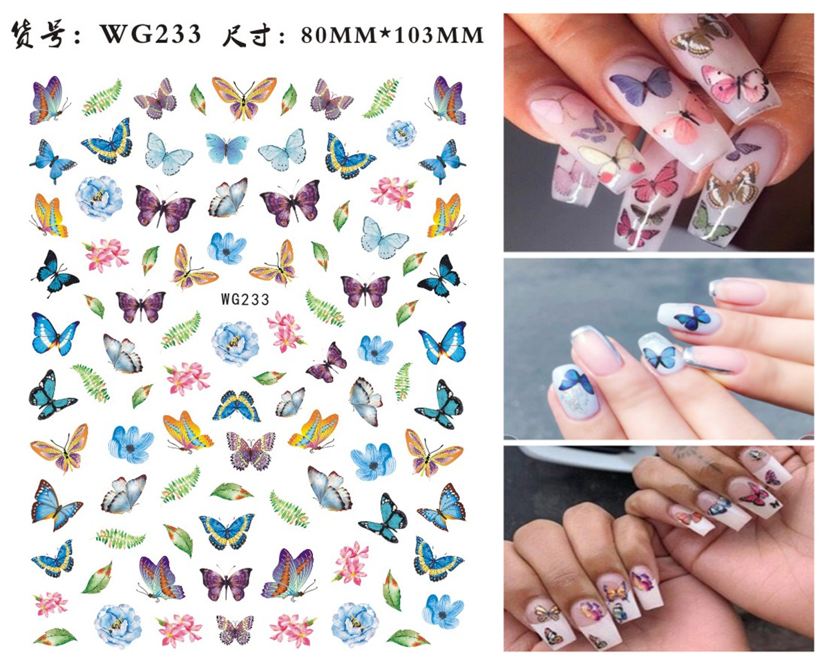 WG231-240 Ultha-thin Butterfly Adhesive Nail Sticker