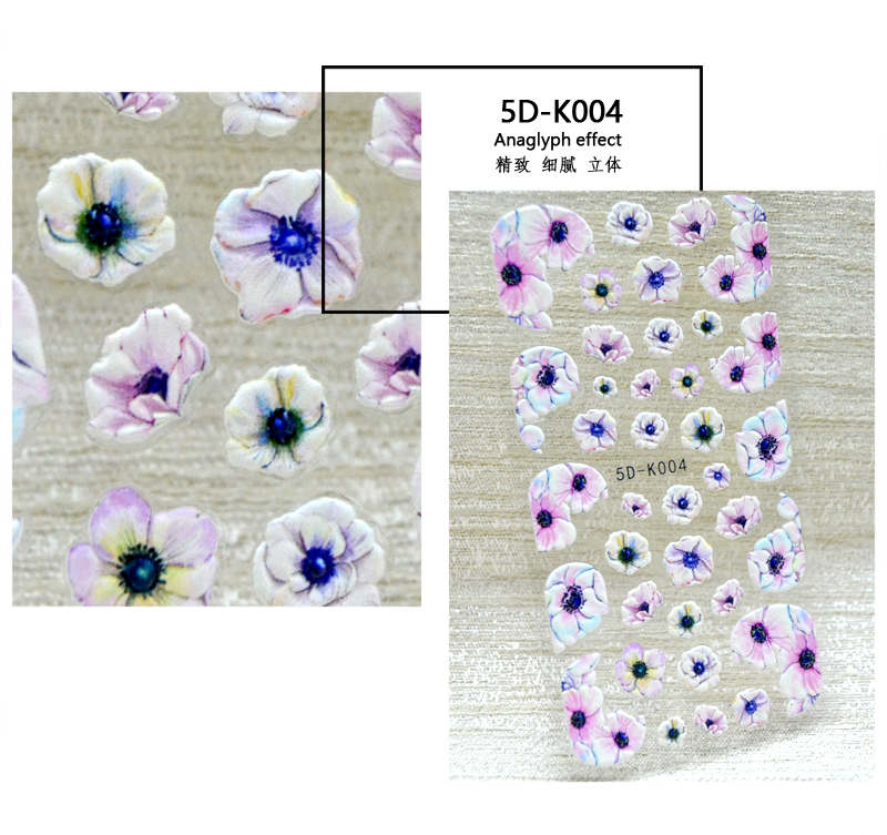 5D Embossed Spring Flowder Nail sticker