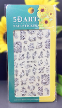 5D Embossed Flower Words Poster Nail sticker