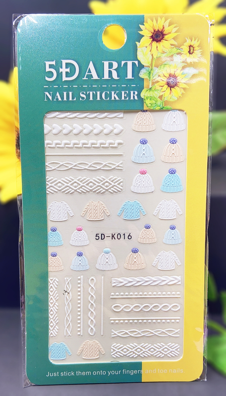 5D Embossed Winter Sweater Nail sticker