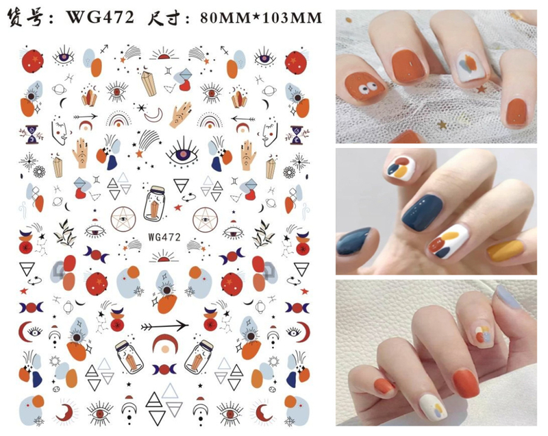 WG467-482 Graffiti Adhesive Nail Sticker