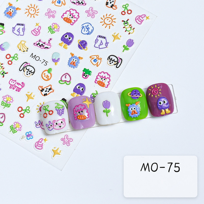 Summer Cartoon Colorful Adhesive Nail Stickers