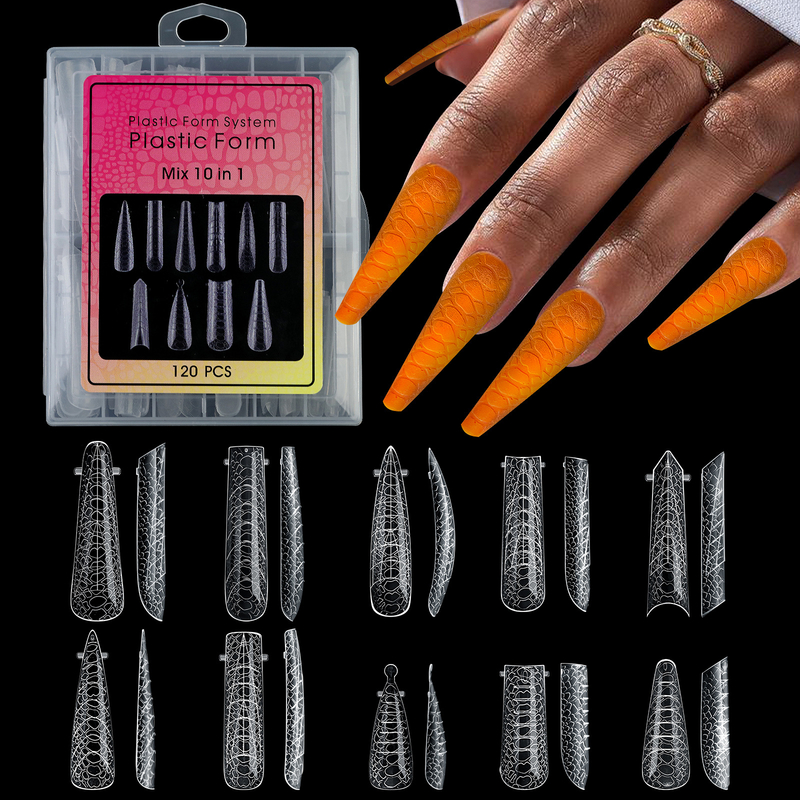 120pcs/box 10 in 1 Snake Pattern Extended Armor Model Nail Tips