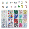 12 Grids Mixed Flat Nail Art Rhinestones 3D Colored Crystal Shiny Gems Suitable for DIY Nail Supplies Decoration