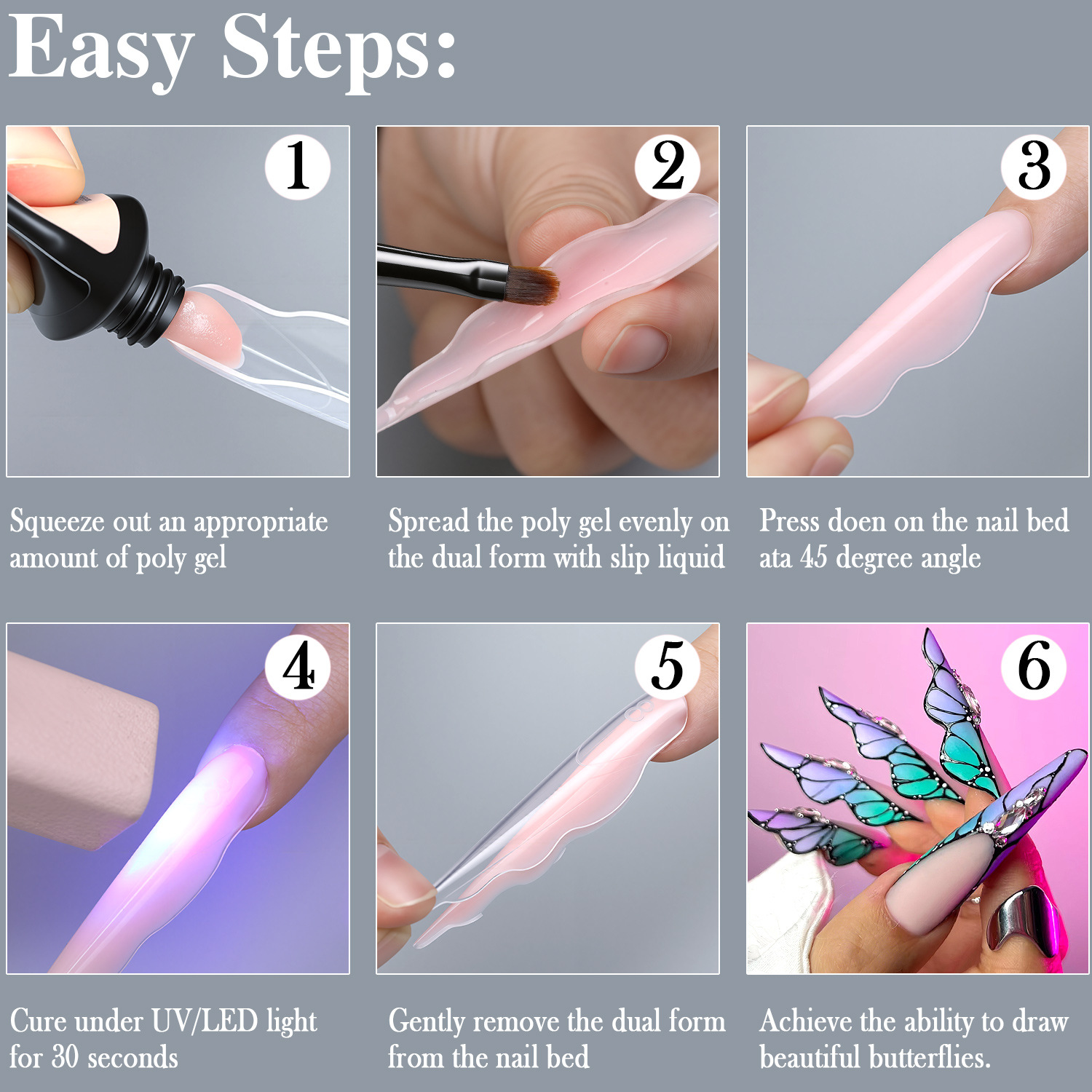 150pcs/box Acrylic Nail Form Butterfly Shape Nail Armor Nail Extension Tip